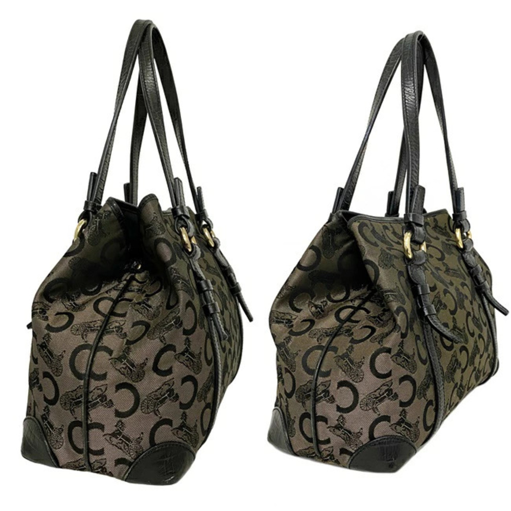 Celine Tote Bag Black Beige Macadam Carriage Shoulder All over - Picture 3 of 10